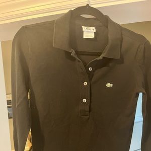Lacoste Boys Long Sleeve Polo Shirt - black- size 38